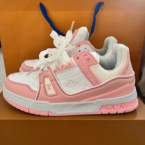 Pink Louis Vuitton trainers